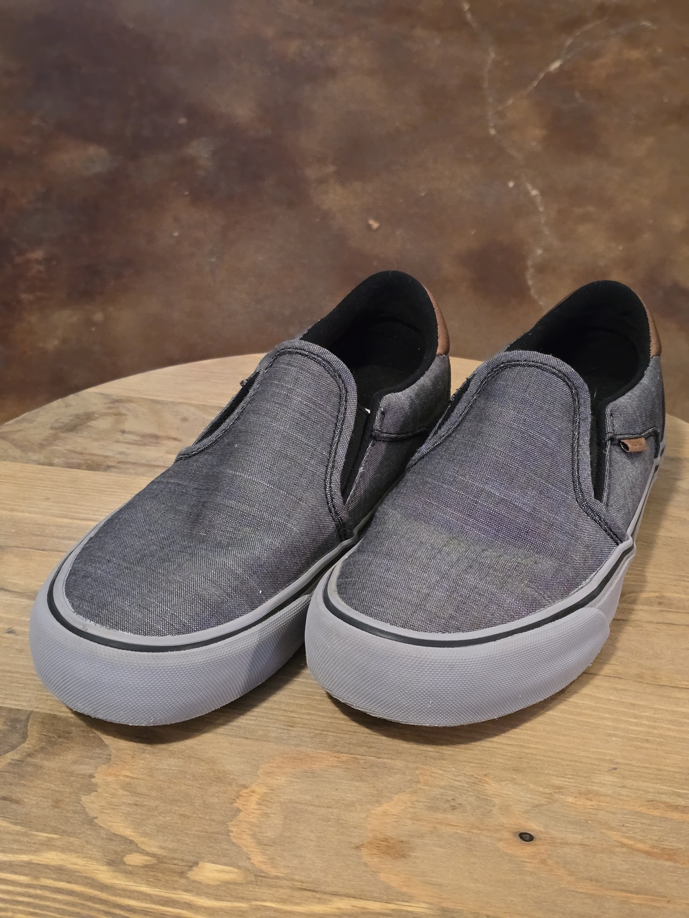 VANS Asher Deluxe Gray Slip-On Comfort Sneakers Textile Men’s Size 7